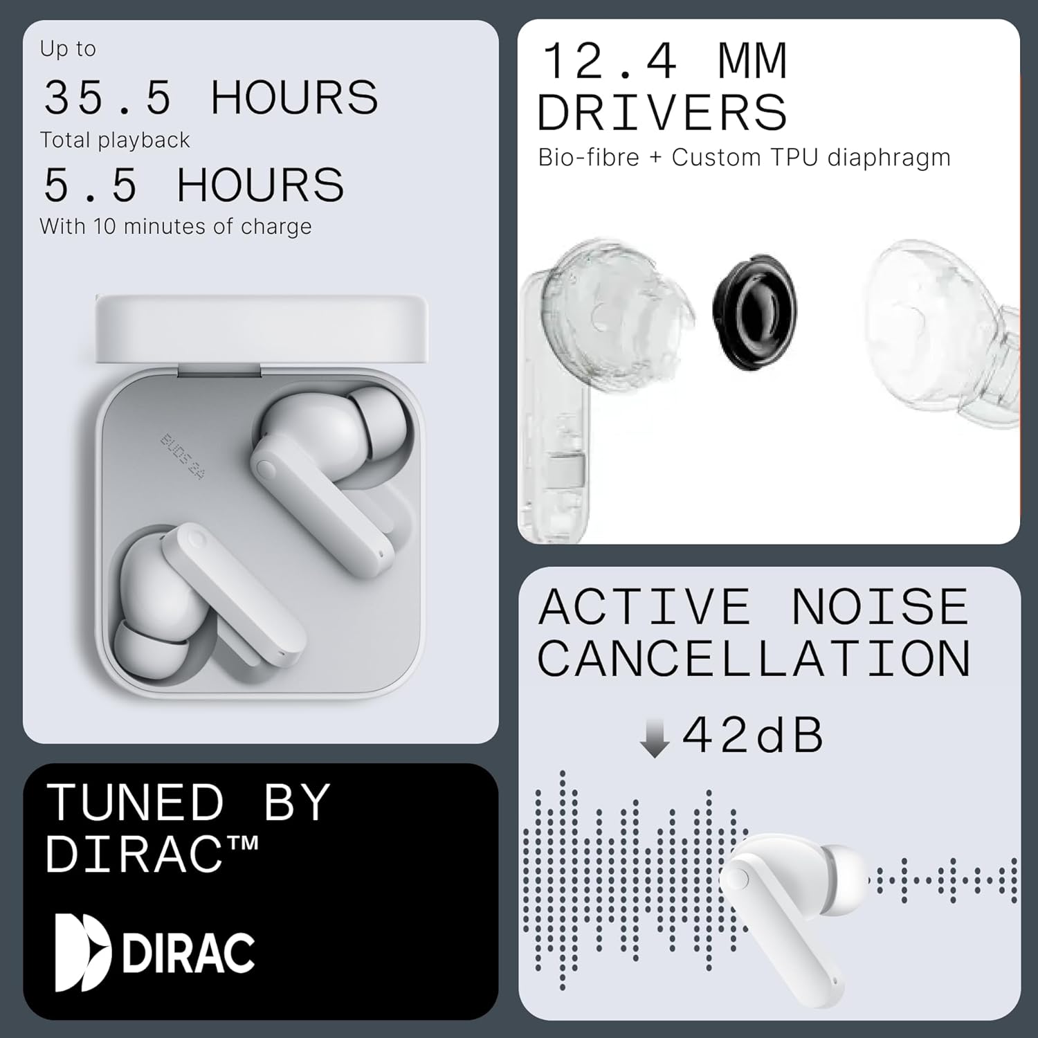 2a Earbuds Light Grey - Image 4