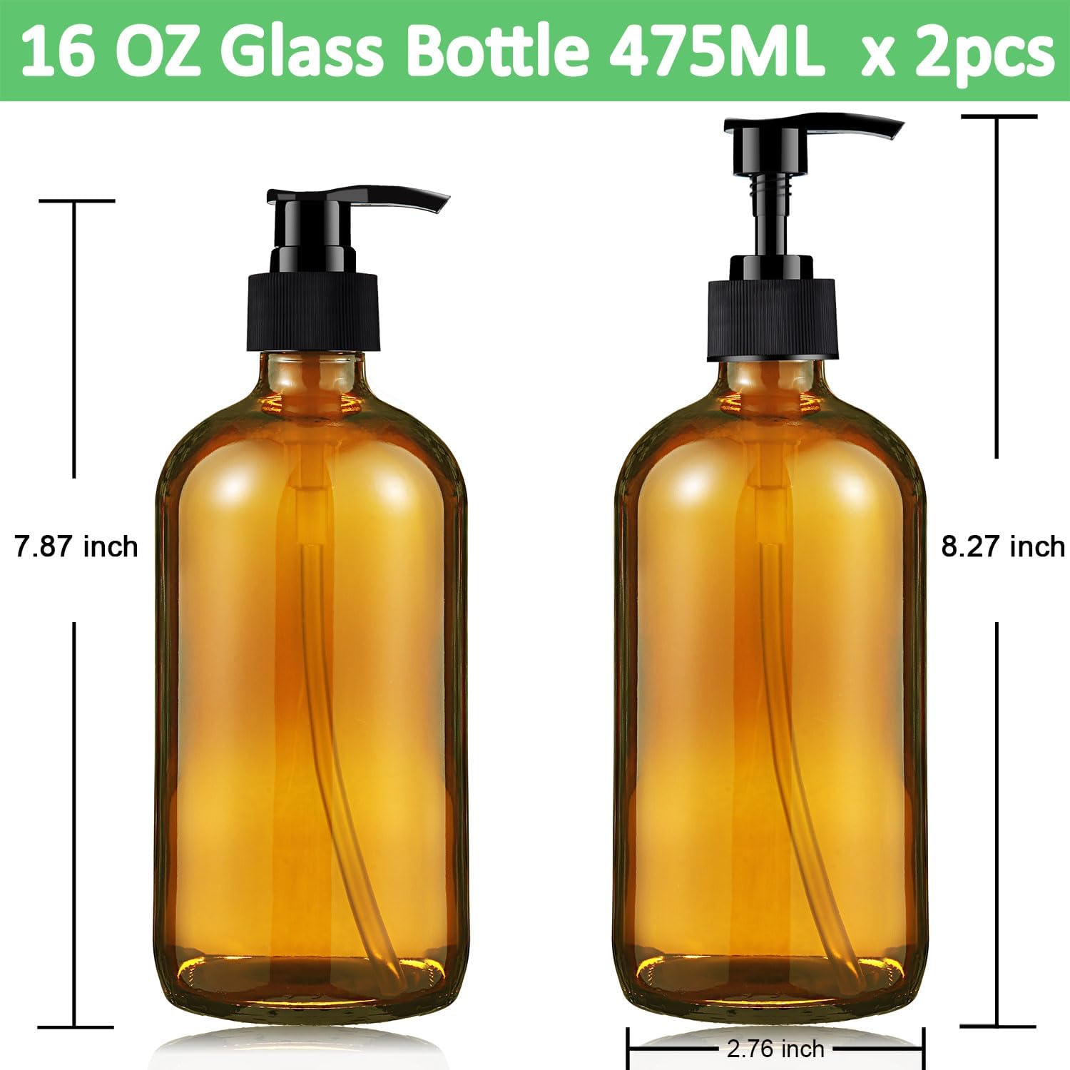 Glass Soap Dispenser 16 Oz - Empty Bottles Set - Image 6
