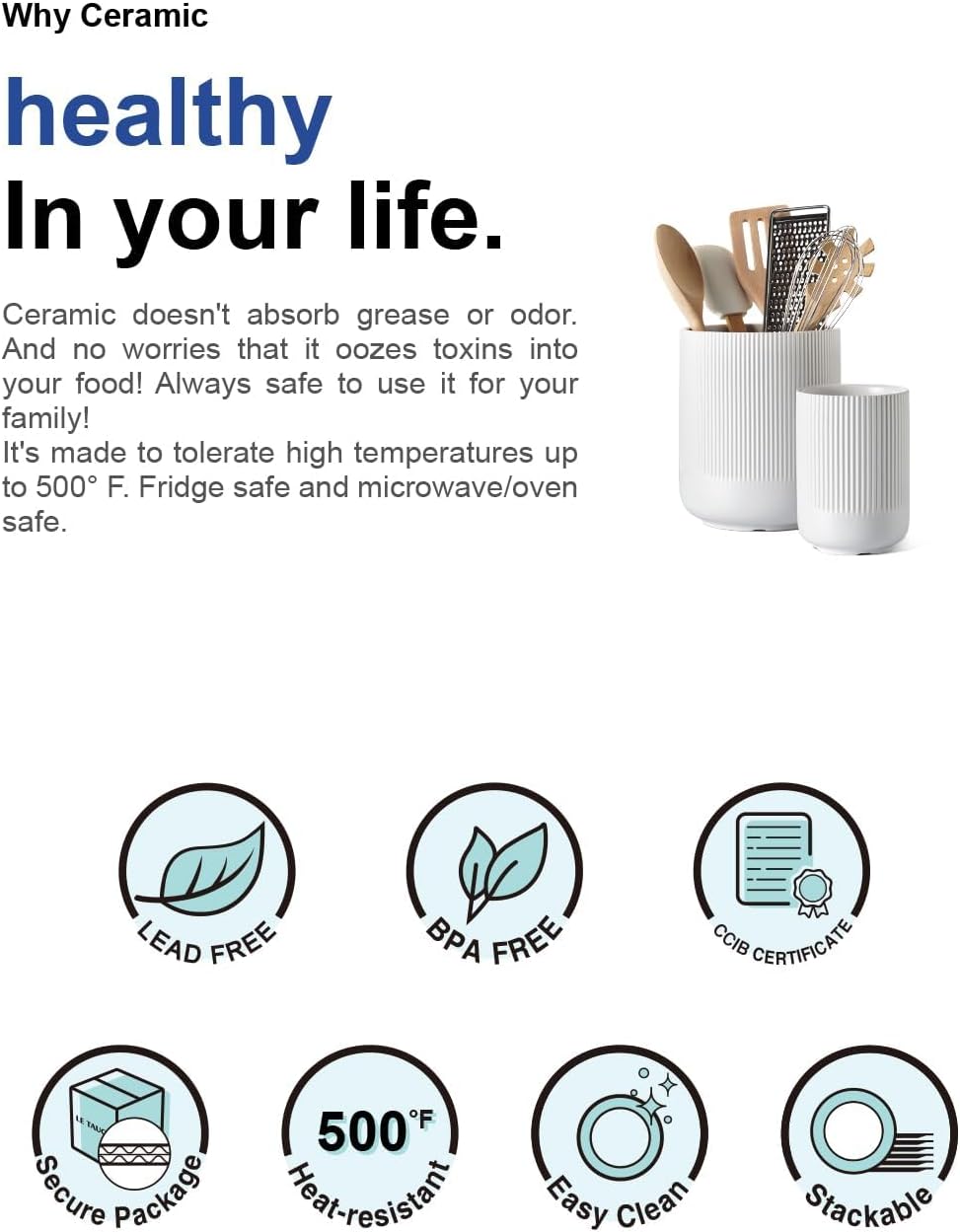 Ceramic Kitchen Utensil Holder Set - Image 7