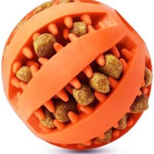 Pet Supplies Feeder Chew Ball for Dog Orange 1Pc, Teeth Cleaning