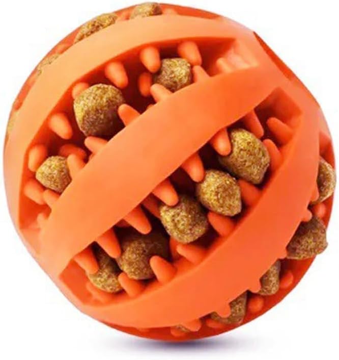 Pet Supplies Feeder Chew Ball for Dog Orange 1Pc, Teeth Cleaning
